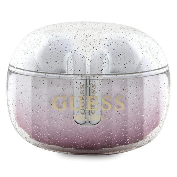 Guess Glitter Gradient TWS Bluetooth-hörlurar + dockningsstation - rosa