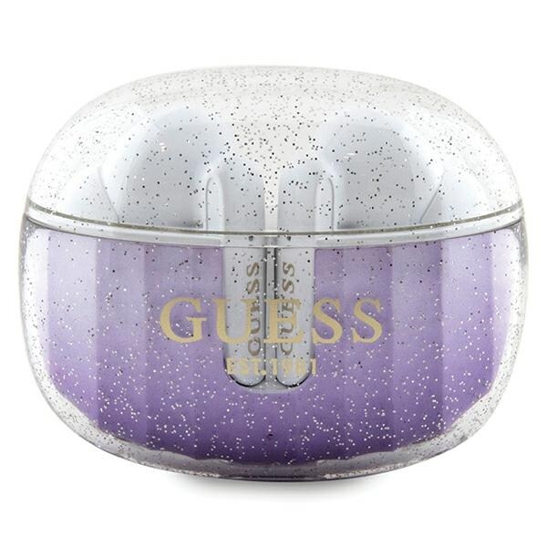 Guess Glitter Gradient TWS Bluetooth-hörlurar med dockningsstation - lila