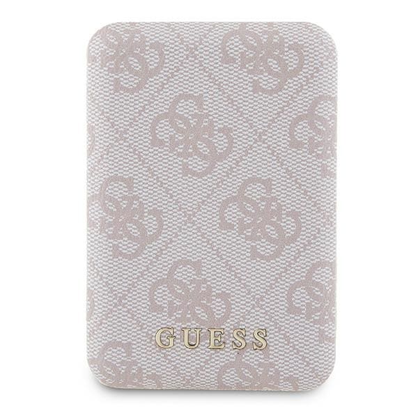 Guess Powerbank induktiv 15W GUPB5FP4EMGP 5000mAh rosa/rosa 4G Läder Metall Logo MagSafe