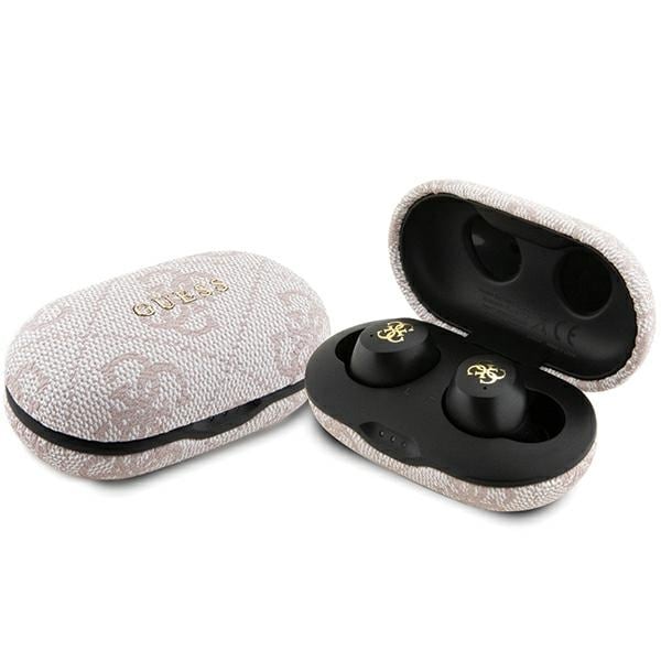 TWS Guess 4G Metall Bluetooth-hörlurar med ENC-dockningsstation - rosa