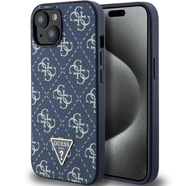 Guess 4G Triangle Metal Logo fodral för iPhone 15 Plus / 14 Plus - blå