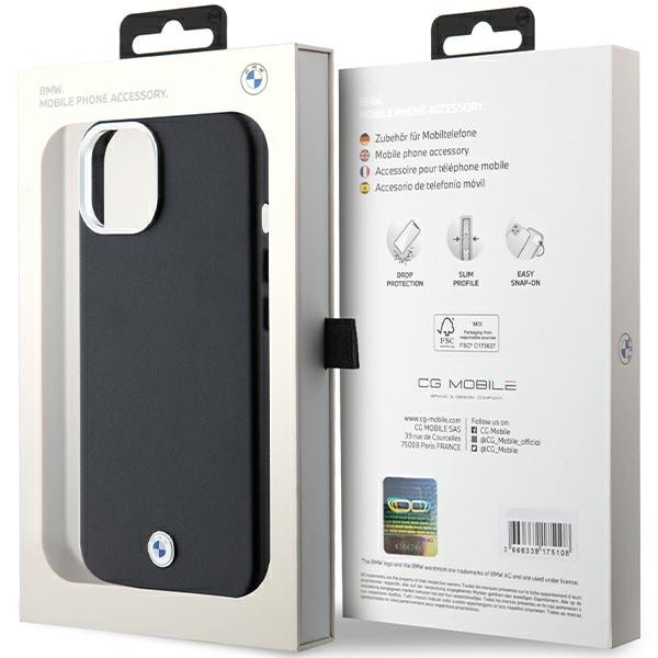BMW Signature Wrapped Metal MagSafe-etui til iPhone 15/14/13 - Sort