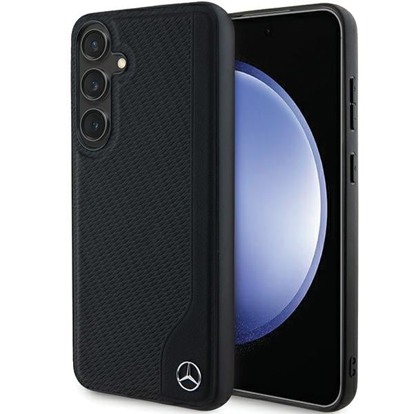 Mercedes MagSafe-fodral i läder med präglad linje för Samsung Galaxy S24 - svart
