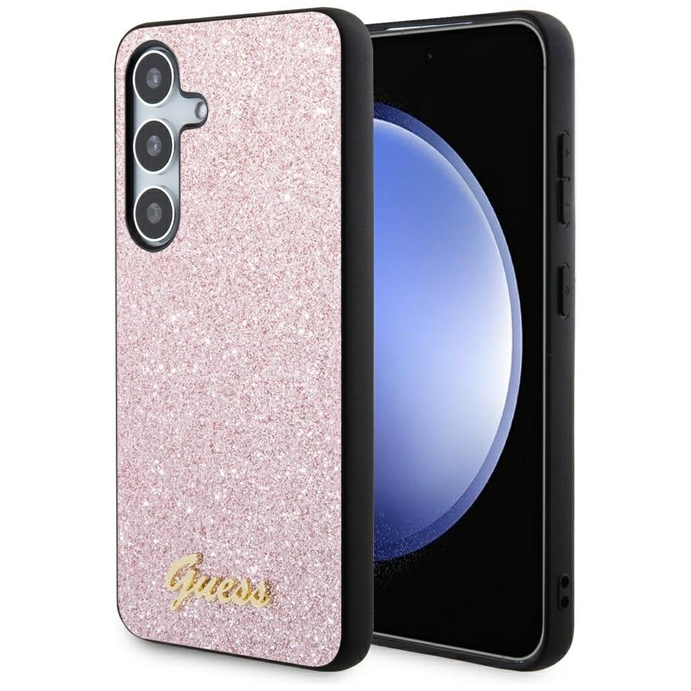 Guess Glitter Script Fodral till Samsung Galaxy S24 - Rosa