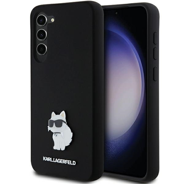 Karl Lagerfeld Silicone Choupette Metal Pin fodral för Samsung Galaxy S23+ - svart