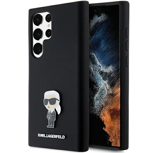 Karl Lagerfeld Silikon Ikonik Metal Pin fodral för Samsung Galaxy S23 Ultra - svart