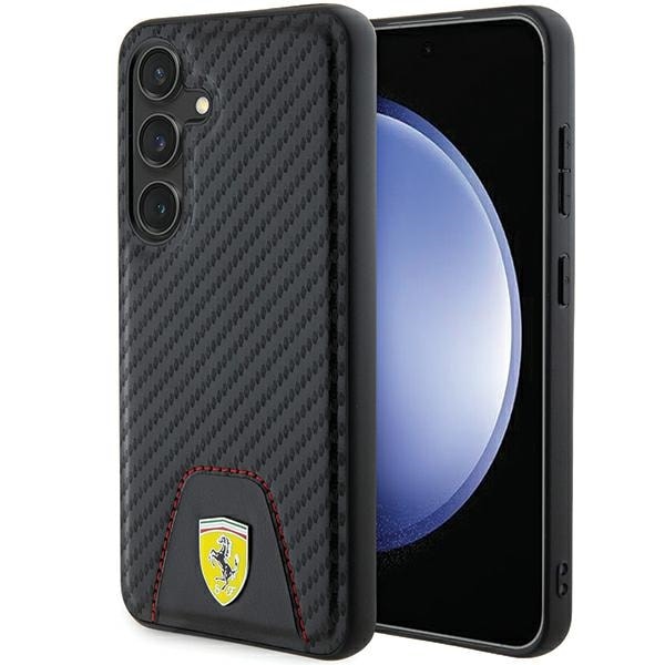 Ferrari Carbon Stitched Bottom-fodral för Samsung Galaxy S24 - svart