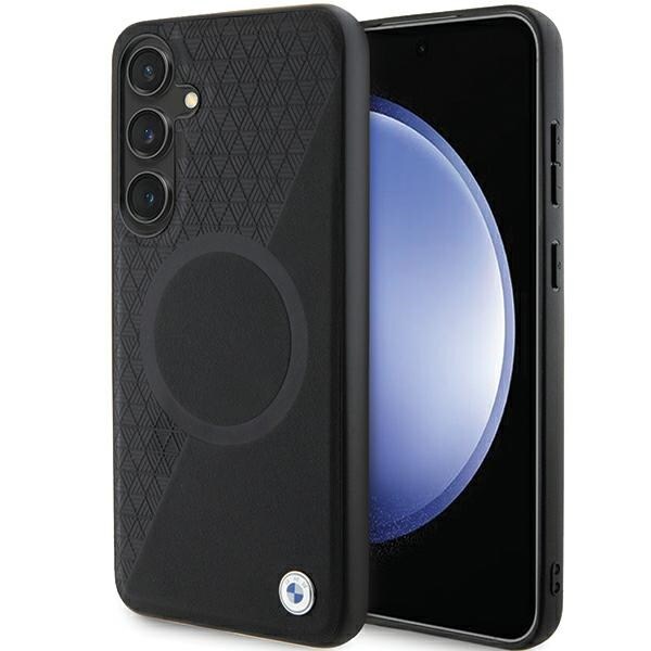 BMW BMHMS24M23RTPK S24+ S926 svart hårt fodral Signature Leather Half Textured & Circle MagSafe