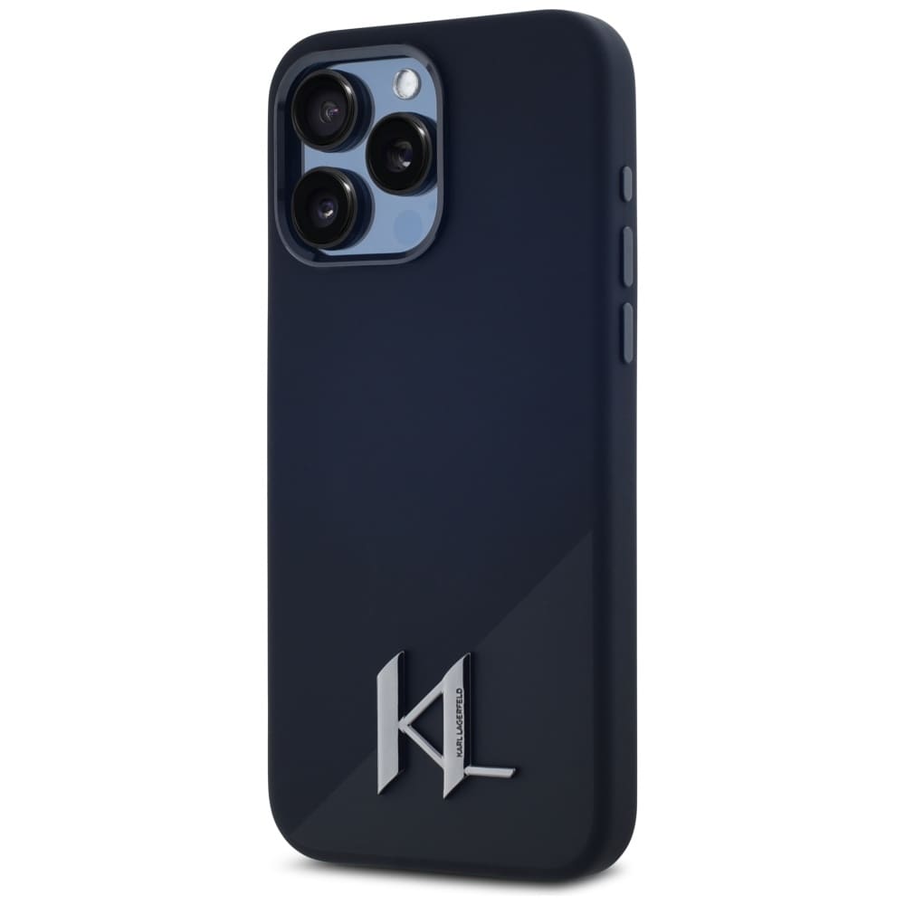 Karl Lagerfeld Silikone Shadow Metal Initial MagSafe-etui til iPhone 15 Pro Max Sort