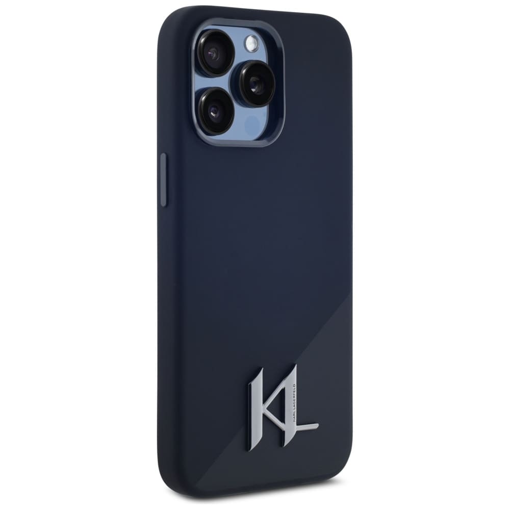 Karl Lagerfeld Silikone Shadow Metal Initial MagSafe-etui til iPhone 15 Pro Max Sort