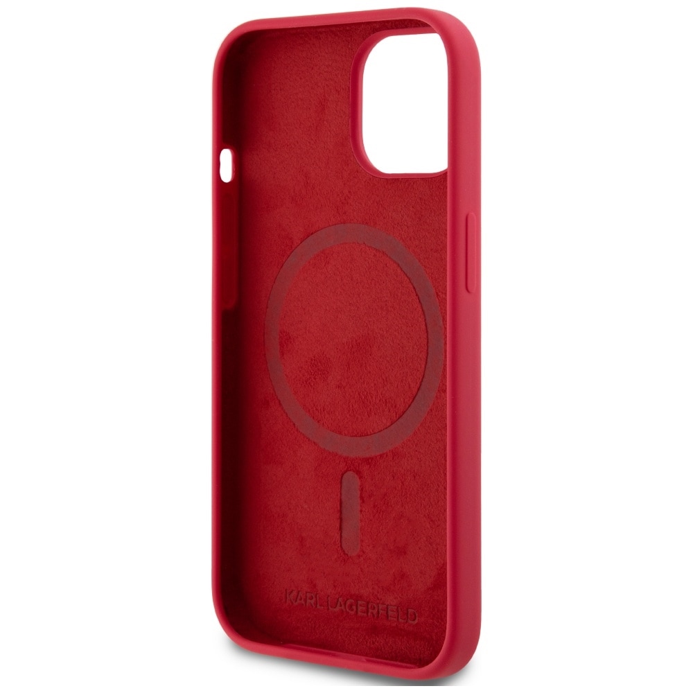 Karl Lagerfeld silikone Karl&Choupette Heads Ring MagSafe iPhone 15 Etui - Rød