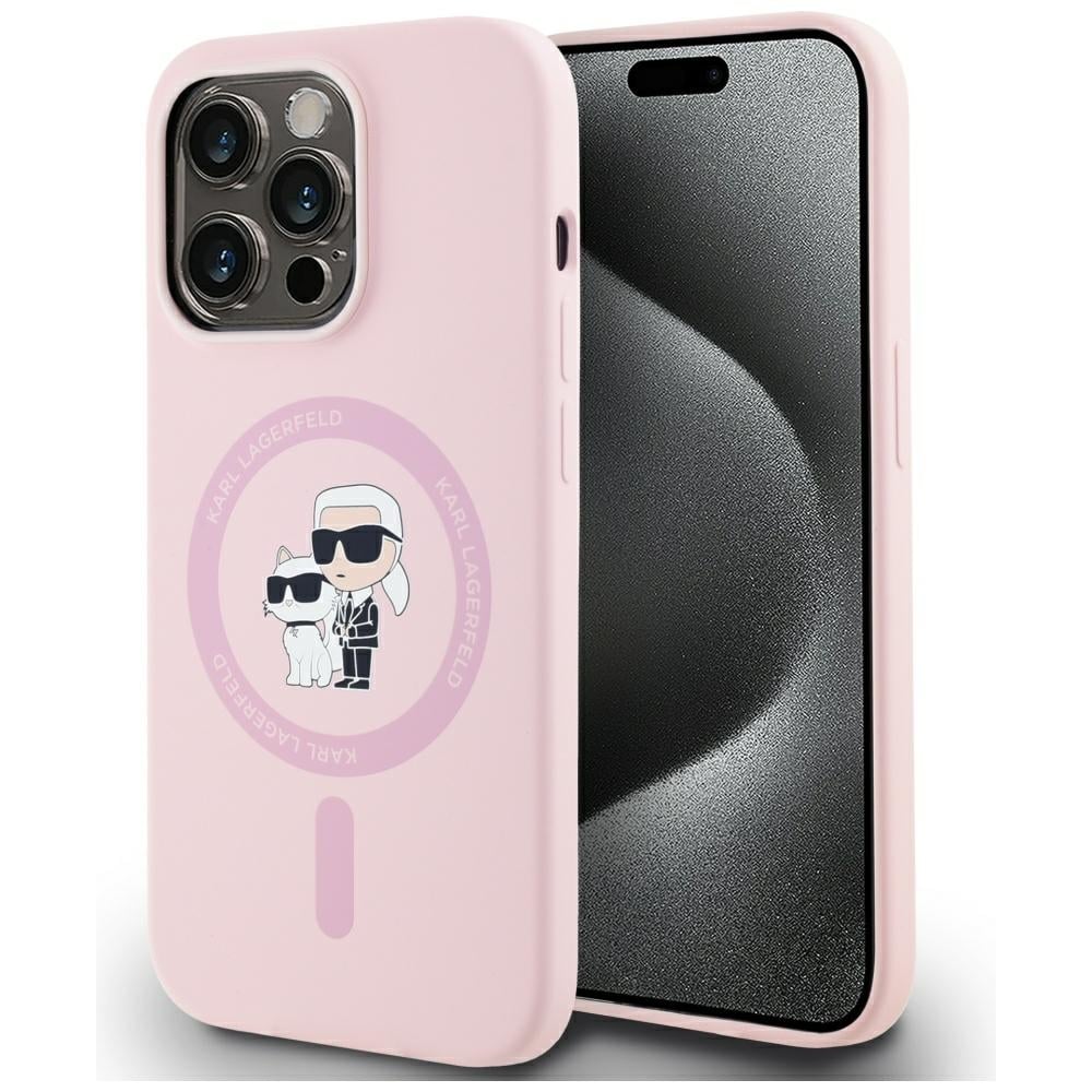 Karl Lagerfeld Silikon Karl&Choupette MagSafe-fodral för iPhone 14 Pro Max - Rosa