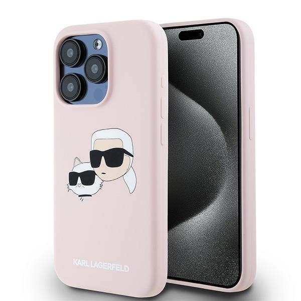 Karl Lagerfeld Silikon Karl&Choupette MagSafe-fodral för iPhone 15 Pro Max - Rosa