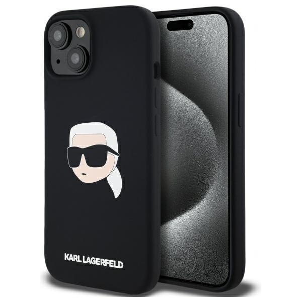 Karl Lagerfeld KLHMP15SSKHPPLK iPhone 15 6,1" svart hårdskal Silikon Karl Head Print MagSafe