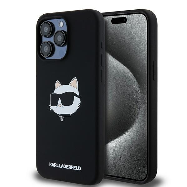 Karl Lagerfeld Silikon Choupette Head MagSafe-fodral för iPhone 15 Pro Max - svart