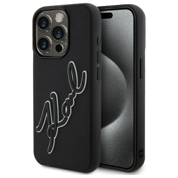 Karl Lagerfeld 3D Rubber Signature Case för iPhone 15 Pro - Svart