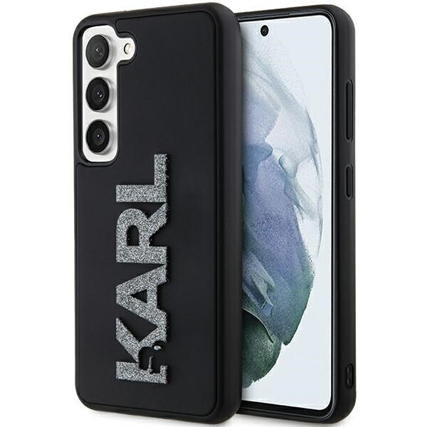 Karl Lagerfeld 3D Rubber Glitter Logo fodral för Samsung Galaxy S24 - svart