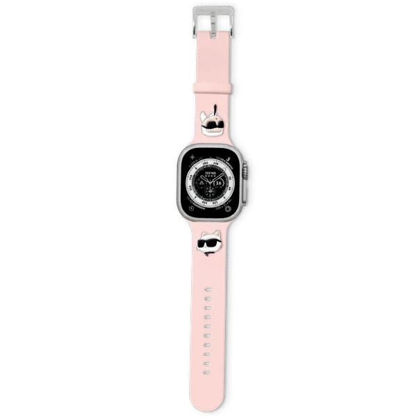 Karl Lagerfeld 3D-gummi Karl&Choupette Heads armband till Apple klocka 38/40/41mm - rosa