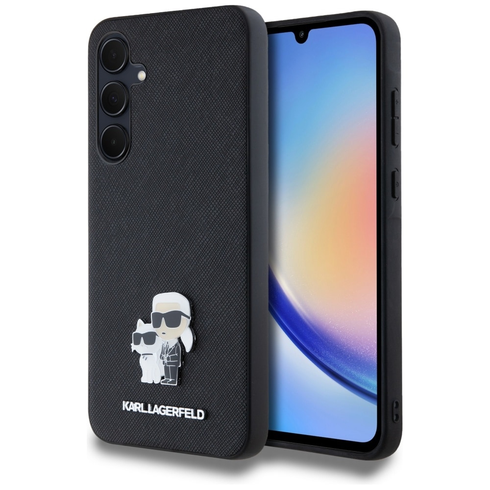 Karl Lagerfeld Saffiano Karl&Choupette Pin fodral för Samsung Galaxy A35 - svart