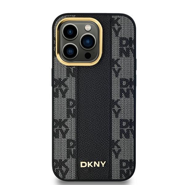 DKNY MagSafe-etui i ternet læder med ensfarvet mønster til iPhone 13 Pro / 13 - Sort
