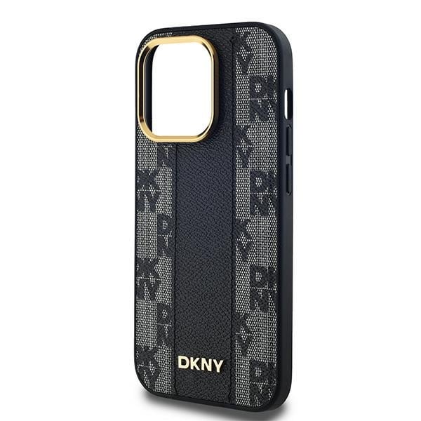 DKNY MagSafe-etui i læder med ternet mono-mønster til iPhone 14 Pro - sort