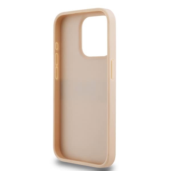 DKNY læderetui med monostribe og metallogo til iPhone 15 Pro - pink