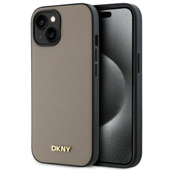 DKNY MagSafe iPhone 15-fodral med metallogo - Beige