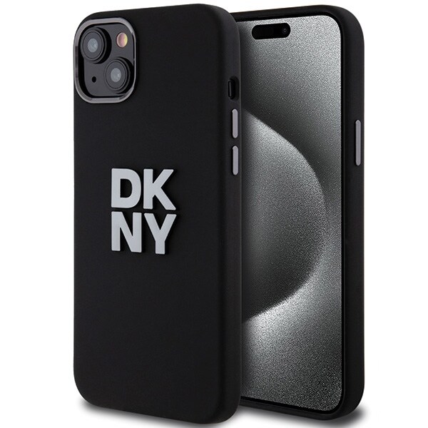 DKNY Liquid Silicone Metal Logo fodral för iPhone 15 Plus / 14 Plus - svart