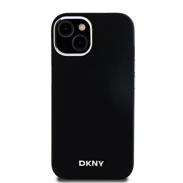 DKNY Liquid Silicone Small Metal Logo MagSafe-etui til iPhone 15 Plus / 14 Plus - Sort