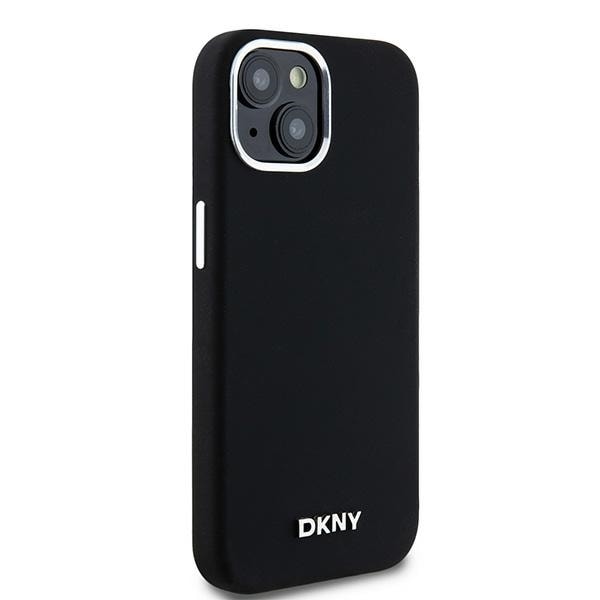 DKNY Liquid Silicone Small Metal Logo MagSafe-etui til iPhone 15 Plus / 14 Plus - Sort