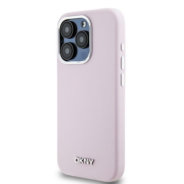 DKNY Liquid Silicone Small Metal Logo MagSafe-etui til iPhone 15 Pro - pink