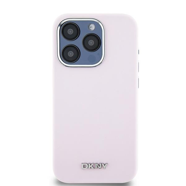 DKNY Liquid Silicone Small Metal Logo MagSafe-etui til iPhone 15 Pro - pink