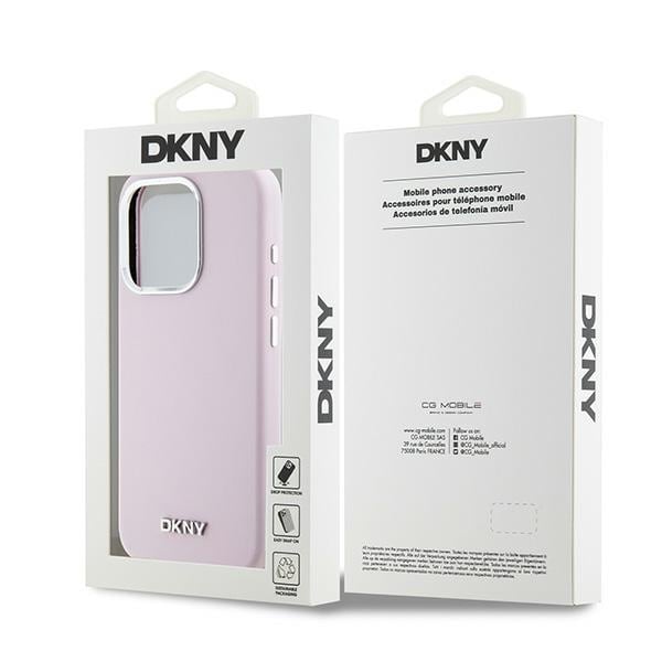 DKNY Liquid Silicone Small Metal Logo MagSafe-etui til iPhone 15 Pro - pink
