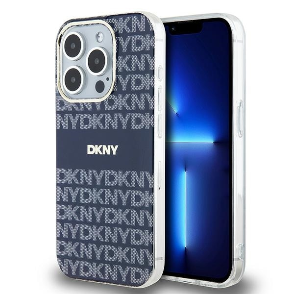 DKNY IML Mono & Stripe MagSafe-fodral för iPhone 15 Pro - blå