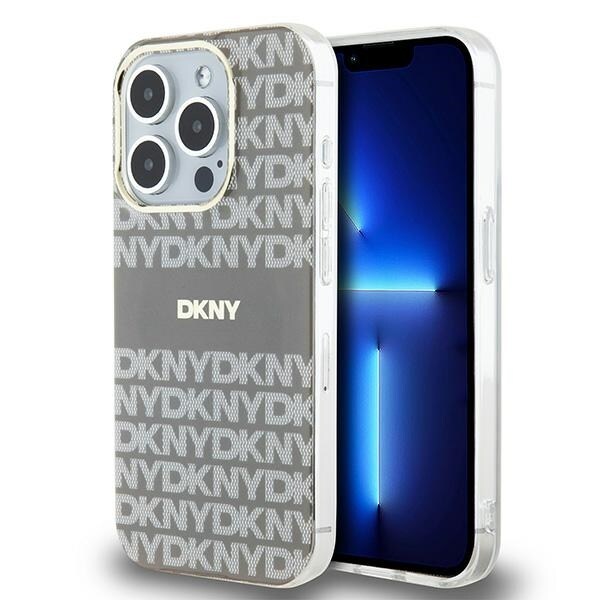 DKNY IML Mono & Stripe MagSafe-fodral för iPhone 15 Pro - beige