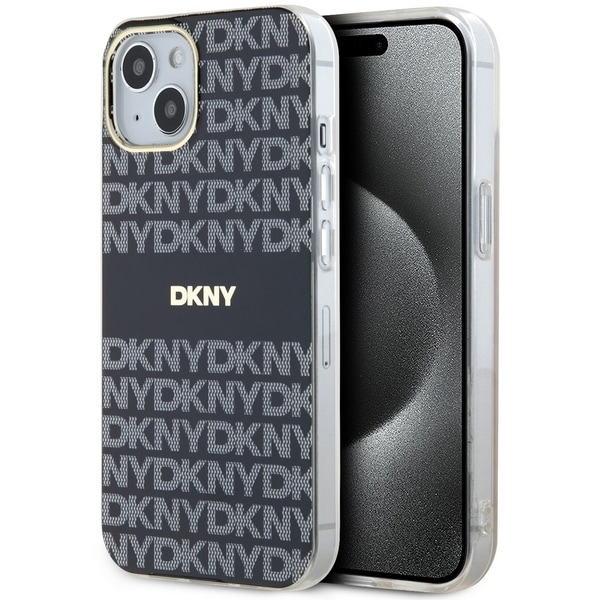 DKNY IML Mono & Stripe MagSafe-fodral för iPhone 15 Plus / 14 Plus - Svart
