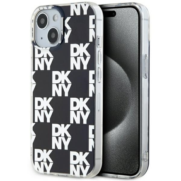 DKNY IML Checkered Mono Pattern fodral för iPhone 15 Plus / 14 Plus - svart