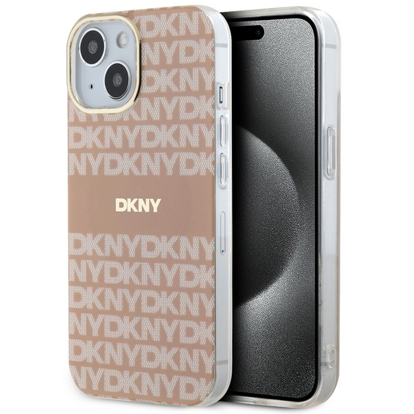 DKNY IML Mono & Stripe MagSafe-fodral för iPhone 15 Plus / 14 Plus - Rosa