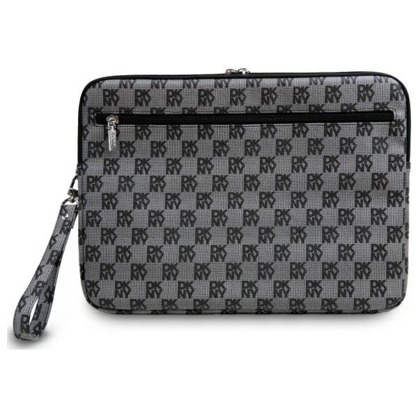 DKNY Fodral för bärbar dator 14" med rutmönster och tryckta ränder - Svart