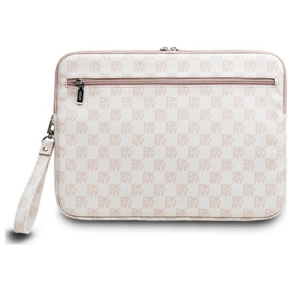 DKNY Fodral för bärbar dator 14" med rutmönster och tryckta ränder - Rosa
