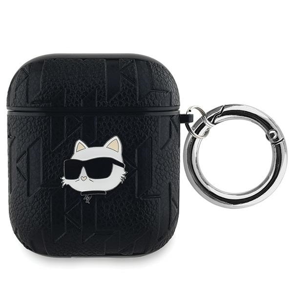 Karl Lagerfeld Monogram Choupette Huvudfodral för AirPods 1 / 2 - svart