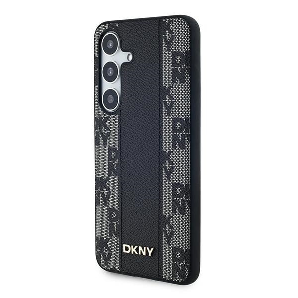 DKNY läderfodral med rutigt monomönster MagSafe-fodral för Samsung Galaxy S24 - svart
