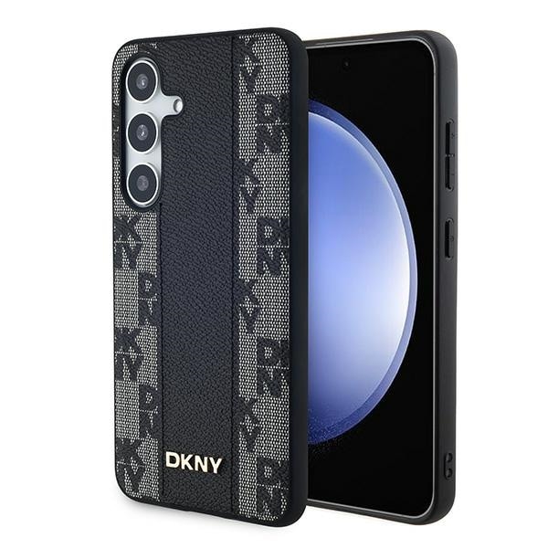 DKNY läderfodral med rutigt monomönster MagSafe-fodral för Samsung Galaxy S24+ - svart