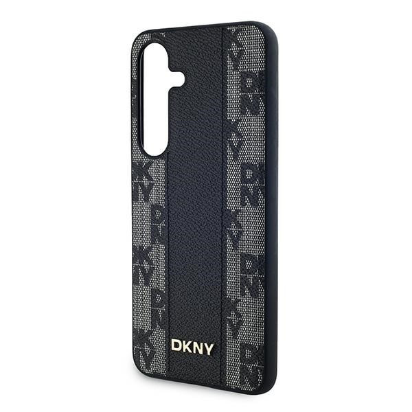 DKNY Leather Checkered Mono Pattern MagSafe-etui til Samsung Galaxy S24+ - sort