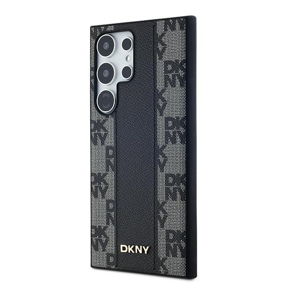 DKNY MagSafe-etui i læder med ternet mønster til Samsung Galaxy S24 Ultra - Sort