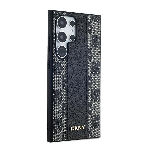 DKNY MagSafe-etui i læder med ternet mønster til Samsung Galaxy S24 Ultra - Sort