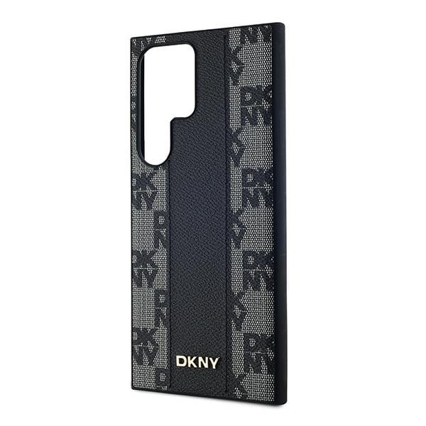 DKNY MagSafe-etui i læder med ternet mønster til Samsung Galaxy S24 Ultra - Sort