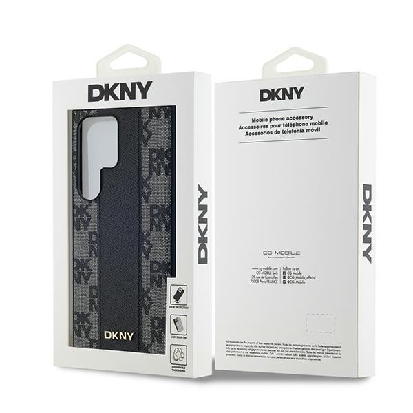 DKNY MagSafe-etui i læder med ternet mønster til Samsung Galaxy S24 Ultra - Sort