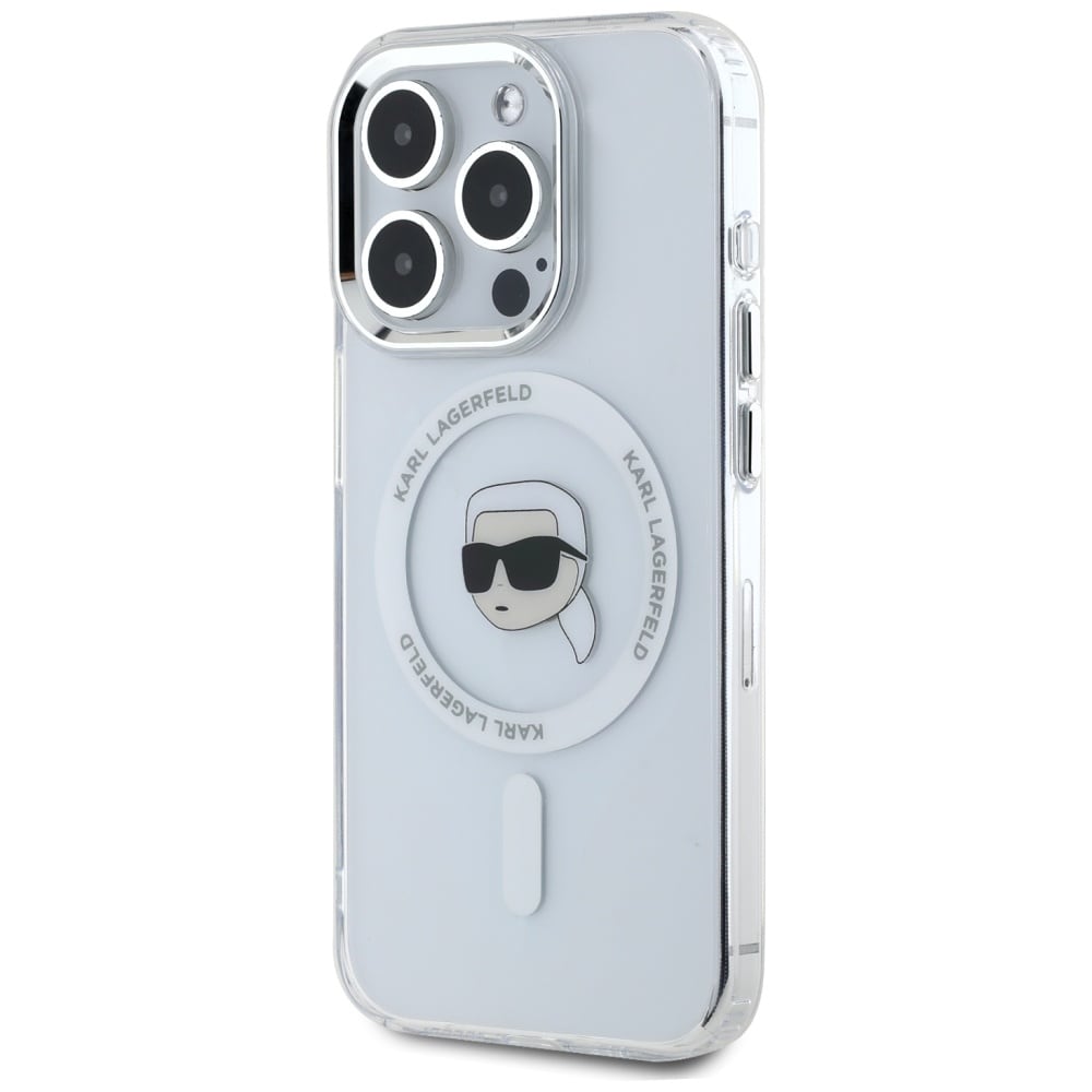 Karl Lagerfeld IML Metal Karl Head MagSafe-etui til iPhone 15 Pro Max Hvid