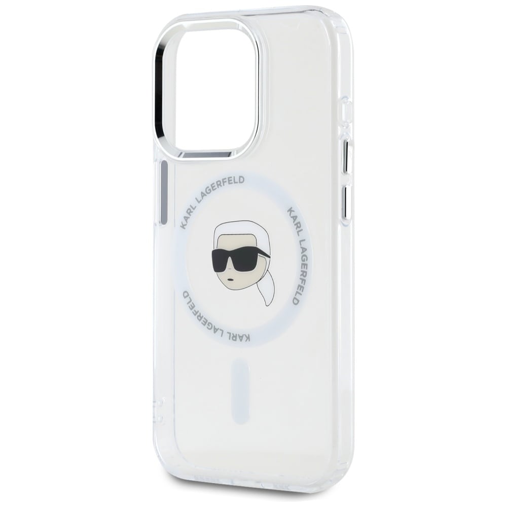 Karl Lagerfeld IML Metal Karl Head MagSafe-etui til iPhone 15 Pro Max Hvid
